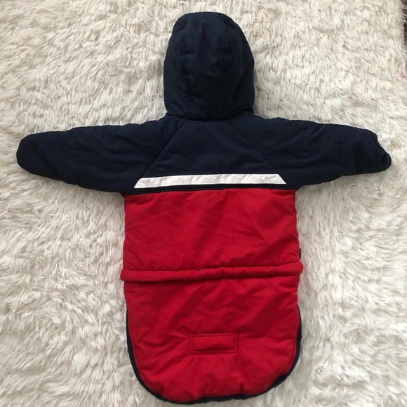 Oshkosh B’gosh Baby Boy Bunting Snowsuit Size 0-9 Months Hooded Red And Blue - Picture 4 of 6